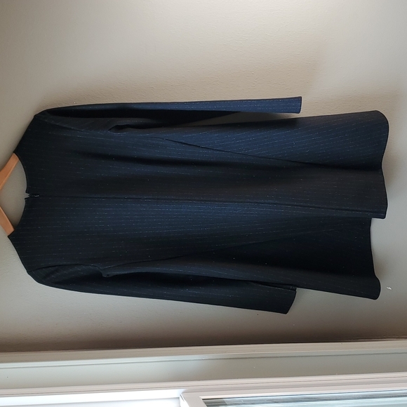 THEORY Pin Stripe wool Cotton Long Sleeve A Line Dress Large - Picture 4 of 7